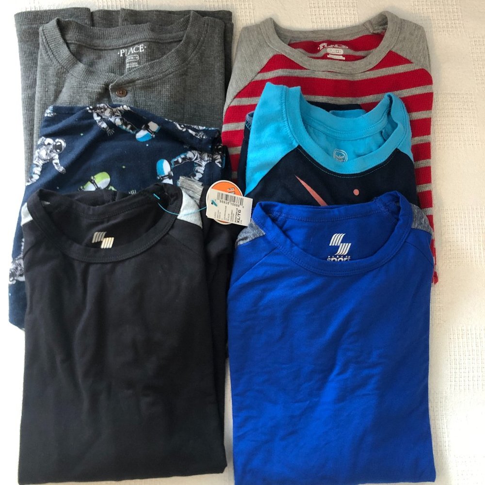 LOT OF 6 item BOYS Long Sleeve TOPS & PJ's SIZE XL XXL GREAT CONDITION B77